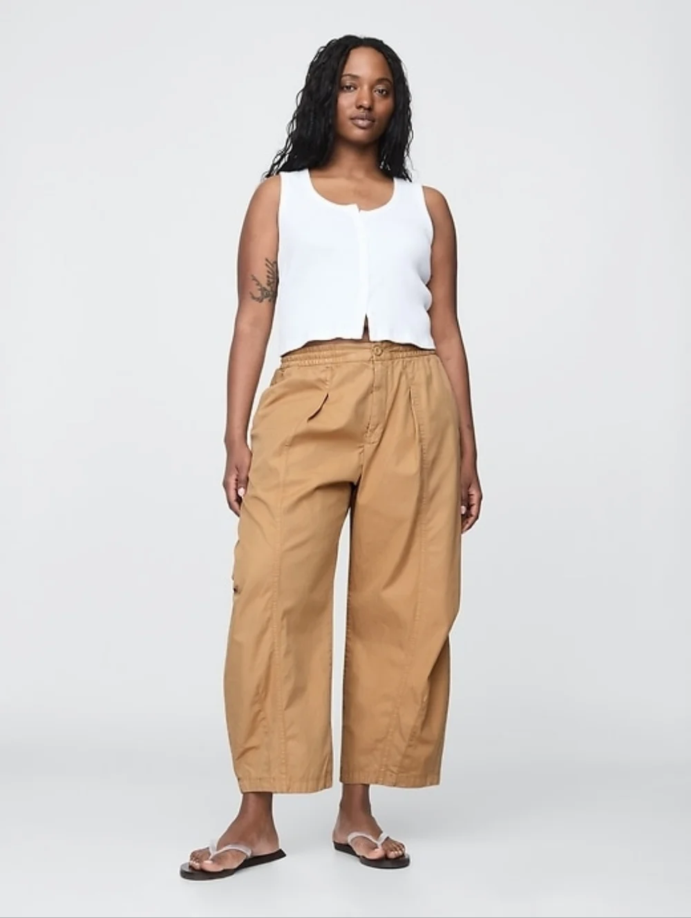 Gap Mid Rise Twill Barrel Pants Mojave Tan NWT MP - Picture 5 of 9